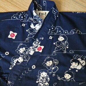 Little Ninja print Gi/Short Kimono-style Top